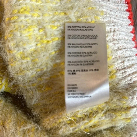 Free People Sunbrite yellow/orange whimsical Mock Neck Sweater size Medi… - Picture 7 of 7